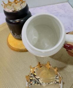 ست ماگ تاجدار سفید و مشکی طرح پری کد 1988