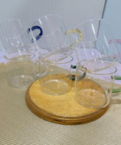 ست 6 تایی شات قهوه پیرکس دسته رنگی دو طرح کد 1989