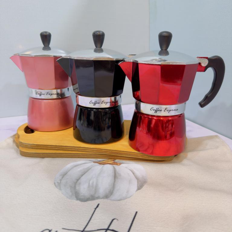 موکاپات قهوه جوش روگازی سه کاپ رنگی کد 2027