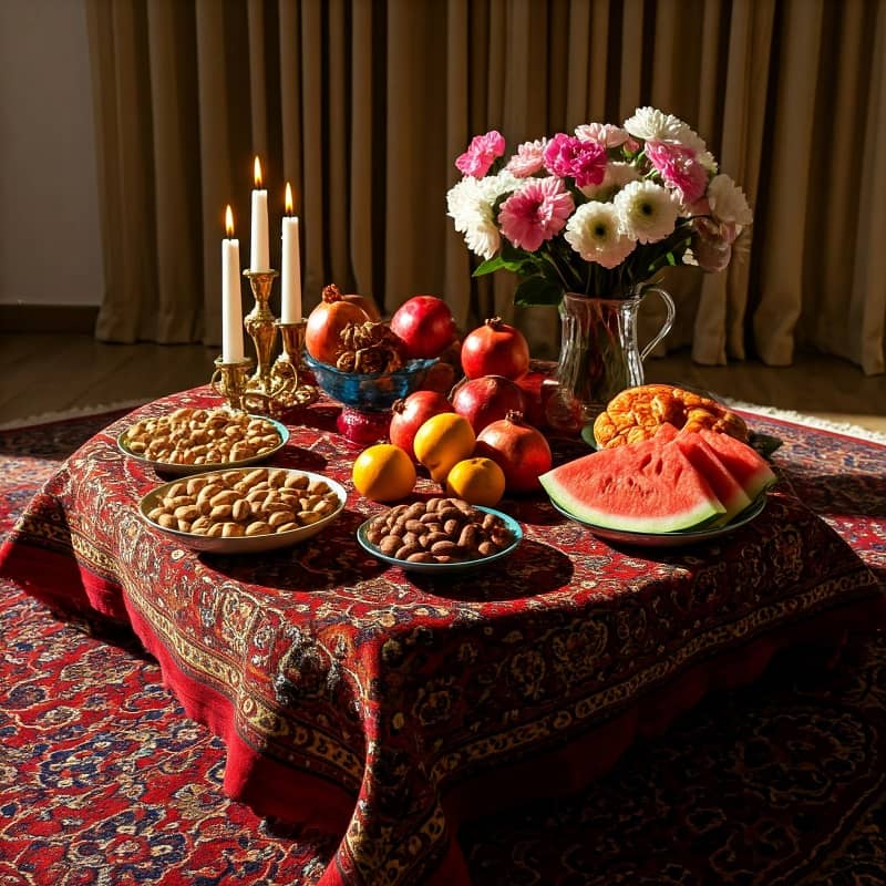 چیدمان سنتی سفره شب یلدا