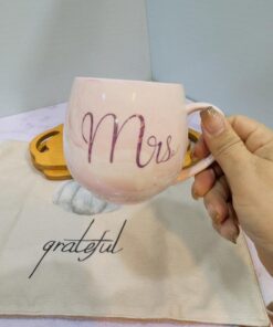 ماگ ست خانم اقا فنجونی صورتی ماربل کد 2035