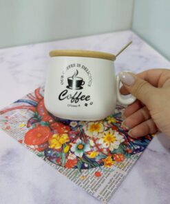 ماگ مینیمال سفید در چوبی کد 2057