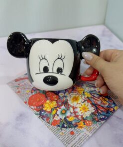 ماگ دست ساز طرح میکی و مینی صورت سفید کد 2058