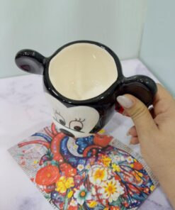 ماگ دست ساز طرح میکی و مینی صورت سفید کد 2058