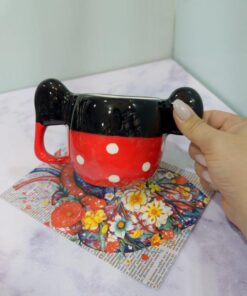 ماگ دست ساز طرح میکی و مینی صورت سفید کد 2058