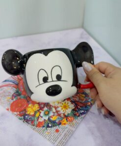 ماگ دست ساز طرح میکی و مینی صورت سفید کد 2058