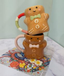 ماگ طرح بسکویئتی دست ساز زنجبیلی کد 2061