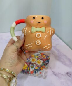 ماگ طرح بسکویئتی دست ساز زنجبیلی کد 2061