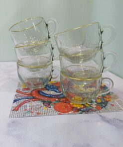 ست 6 عددی فنجان بلوری لبه طلایی کد 2066