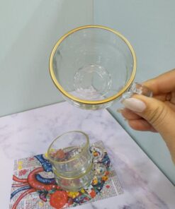 ست 6 عددی فنجان بلوری لبه طلایی کد 2066