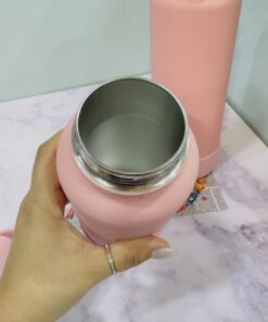 فلاسک استیل دسته دار رنگی طرح بطری دو حجم کد 2071