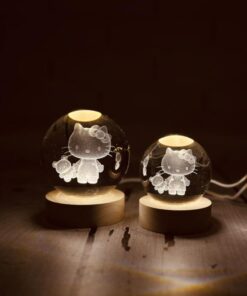 گوی کیرستالی پایه چوبی چراغ دار کد 2075