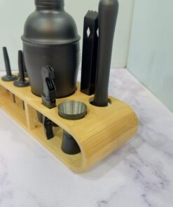 ست بار سرد 11 تکه استیل مشکی استند چوبی دار کد 2153