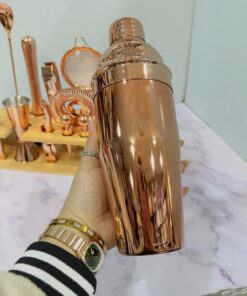 ست بار سرد استیل رنگ مسی استند چوبی 13 تکه کد 2154