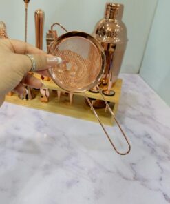 ست بار سرد استیل رنگ مسی استند چوبی 13 تکه کد 2154