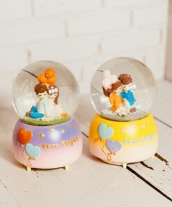 گوی موزیکال پمپ دار برفی طرح دوتایی کد 2179