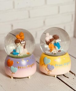 گوی موزیکال پمپ دار برفی طرح دوتایی کد 2179