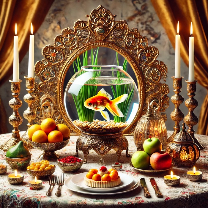 آینه و تنگ ماهی سفره هفت سین