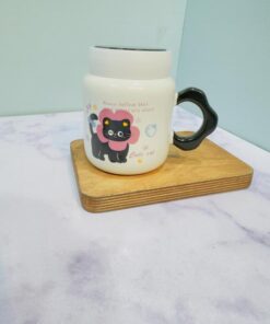 ماگ درپیچی گربه CAT دسته گلی کد 2199