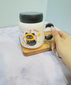 ماگ درپیچی گربه CAT دسته گلی کد 2199