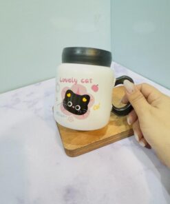 ماگ درپیچی گربه CAT دسته گلی کد 2199