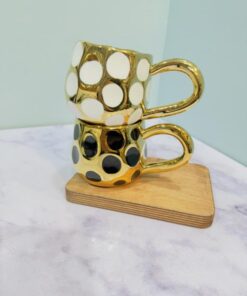 ماگ دسته طلایی خال دار کد 2202