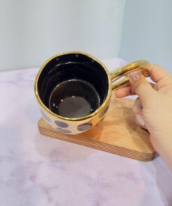 ماگ دسته طلایی خال دار کد 2202