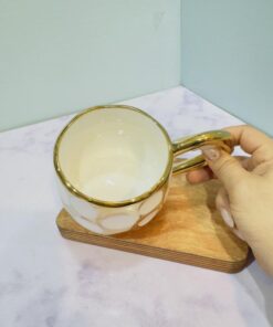 ماگ دسته طلایی خال دار کد 2202