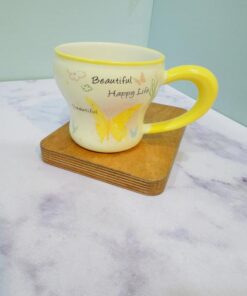 ماگ سرامیکی طرح گل و پروانه کد 2204