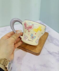 ماگ سرامیکی طرح گل و پروانه کد 2204