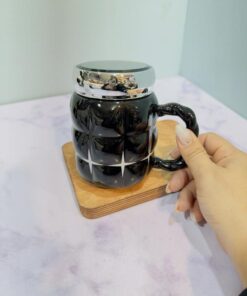 ست ماگ درپیچی سفید و مشکی دسته طنابی کد 2206