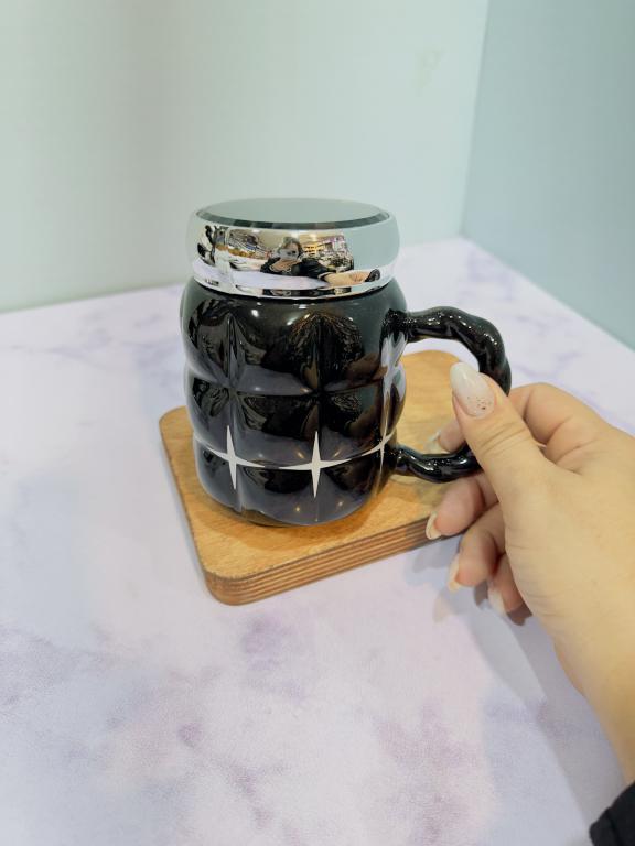 ست ماگ درپیچی سفید و مشکی دسته طنابی کد 2206