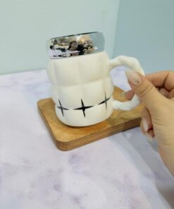 ست ماگ درپیچی سفید و مشکی دسته طنابی کد 2206