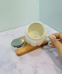 ست ماگ درپیچی سفید و مشکی دسته طنابی کد 2206