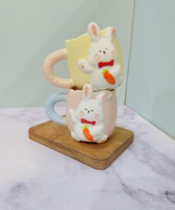 ماگ فانتزی طرح خرگوش هویجی برجسته کد 2216