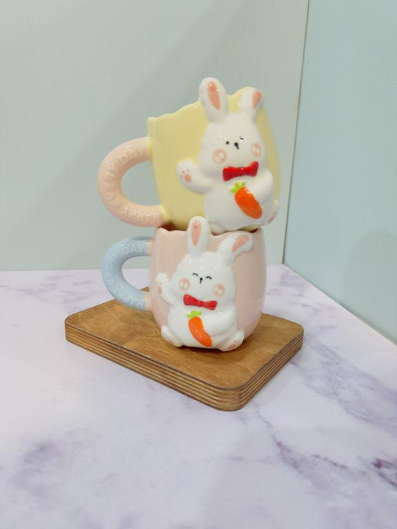 ماگ فانتزی طرح خرگوش هویجی برجسته کد 2216