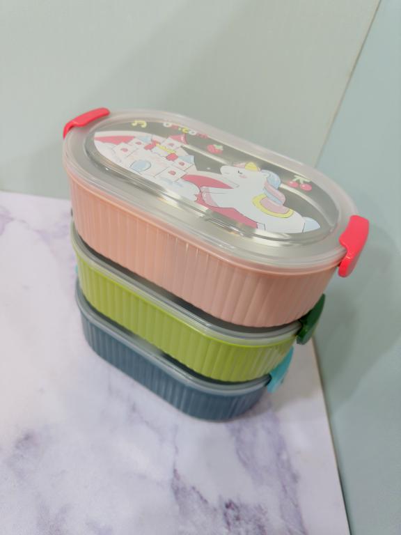 ظرف غذای استیل دوقسمتی فانتزی کودکانه کد 2220