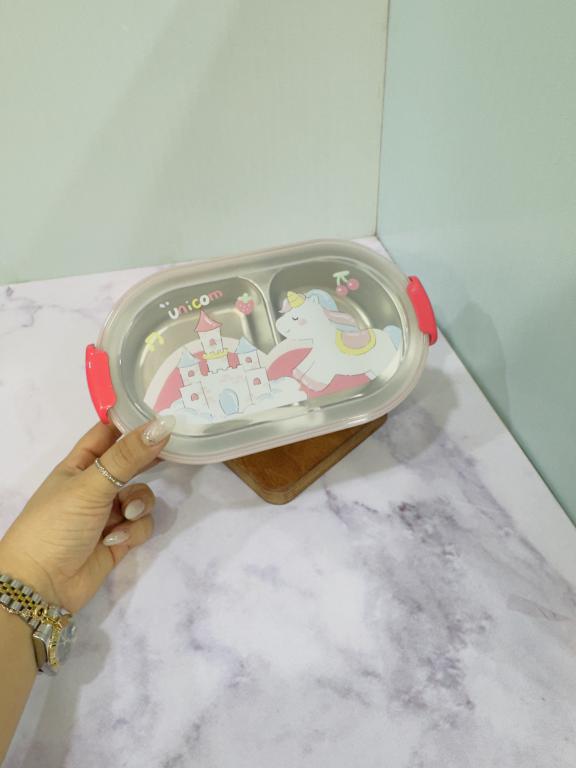 ظرف غذای استیل دوقسمتی فانتزی کودکانه کد 2220