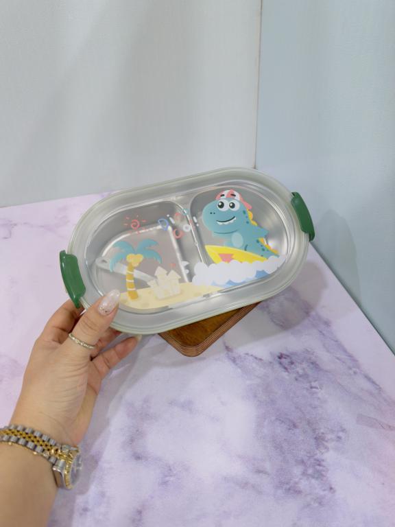 ظرف غذای استیل دوقسمتی فانتزی کودکانه کد 2220