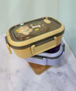 ظرف غذا پلاستیکی سه خونه دسته دار طرح حیوانات کد 2221