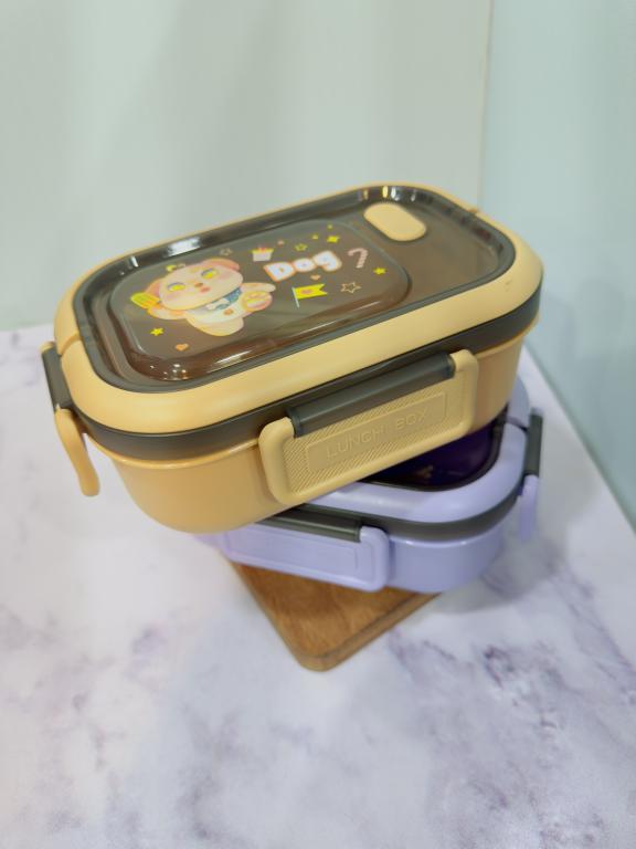 ظرف غذا پلاستیکی سه خونه دسته دار طرح حیوانات کد 2221