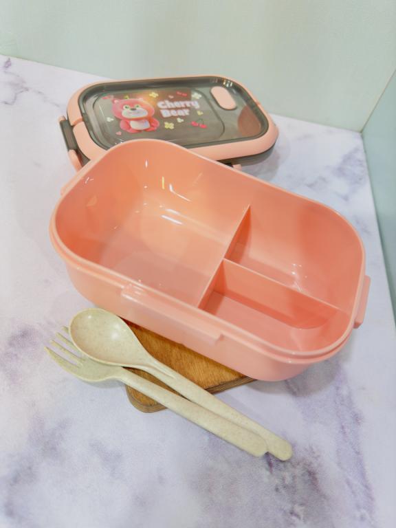 ظرف غذا پلاستیکی سه خونه دسته دار طرح حیوانات کد 2221