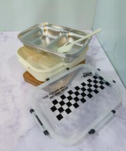 لانچ باکس استیل دو خانه شطرنجی کد 2224