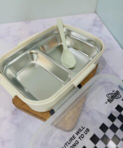 لانچ باکس استیل دو خانه شطرنجی کد 2224