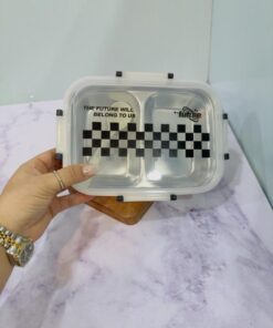 لانچ باکس استیل دو خانه شطرنجی کد 2224