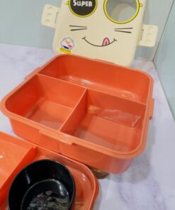 لانچ باکس فانتزی طرح گربه سه مخزنه کد 2234