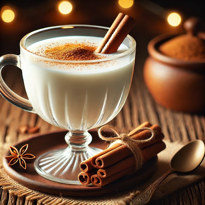 شیر کم‌چرب و دارچین