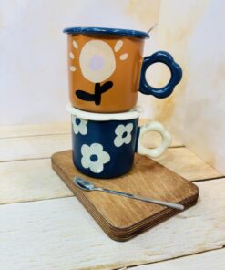 ماگ دسته دار طرح گل رنگی کد 2250