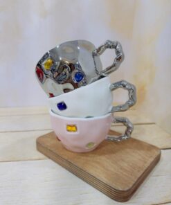 فنجون لاته خوری طرح نگین دار کد 2253