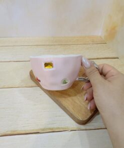 فنجون لاته خوری طرح نگین دار کد 2253